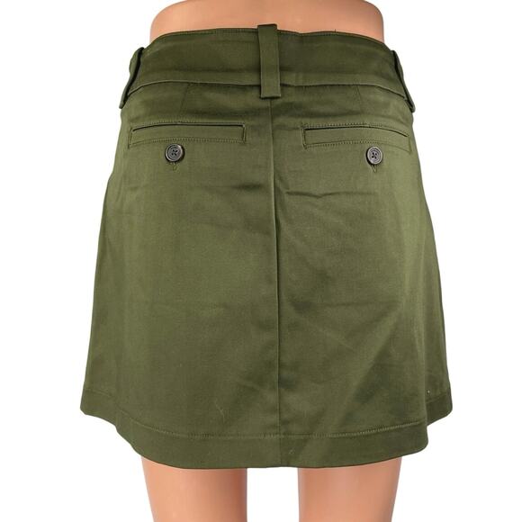 Aritzia Sunday Best Women's Green Khaki Pleated Zipper Mini A-Line Skirt Size 4 - Picture 3 of 5